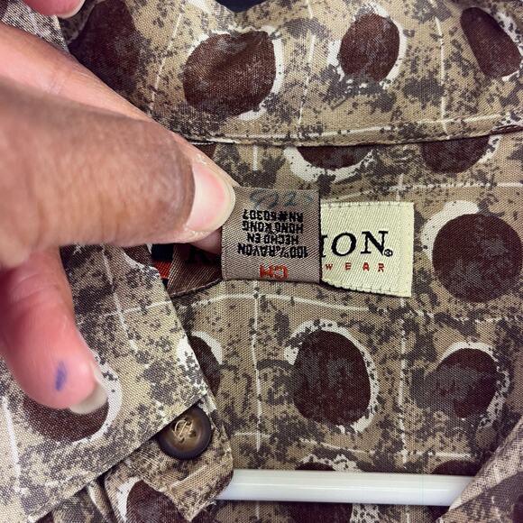 VTG Re-union Shirt Men's Small Browns Button Down Long Sleeve Disco Grandpa Core - Picture 6 of 7